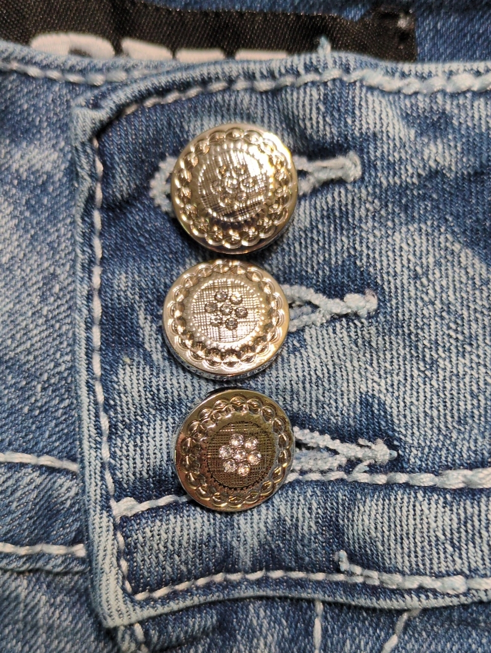 Sky Premium Collection Cross Pocket Rhinestone Bootcut Jeans Size 7/8 - Picture 3 of 16